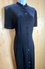 VTG J. Stevens Carol Escritor Black Velvet Button Down Dress Gothic Size L 12-14