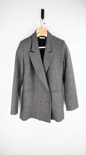 Matin  wool blend double breasted check blazer in grey size UK8
