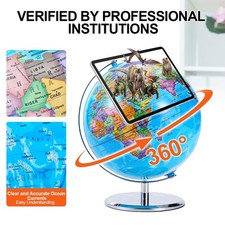 Large 3D World Globe Earth Ocean Rotating World Map Geography w/ Stand Desktop
