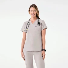 Figs Women's Catarina One Pocket Scrub Top in Slate Size Small
