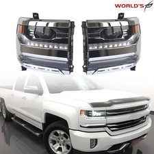 Led Headlight Frame For Silverado 1500 2016-2018 Chrome Housing Rightleft Side