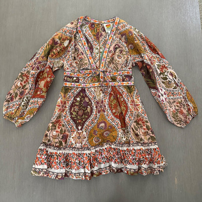 Farm Rio Romantic Nature Mini Dress Sz M Ruffle Hem V-Neck Boho $240