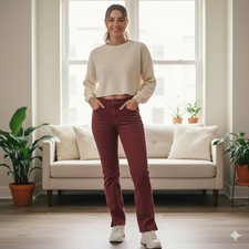 LOFT Women's Modern Skinny Corduroy Pants Burgundy Wine - Size 6/28