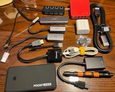Tech Bag w/Portable Charger, Adapters, Chargers, USB Hubs, HDMI Cables, Blocks
