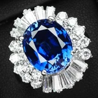 Precious Royal Blue Sapphire 6.55Ct 925 Sterling Silver White Gold Floral Rings