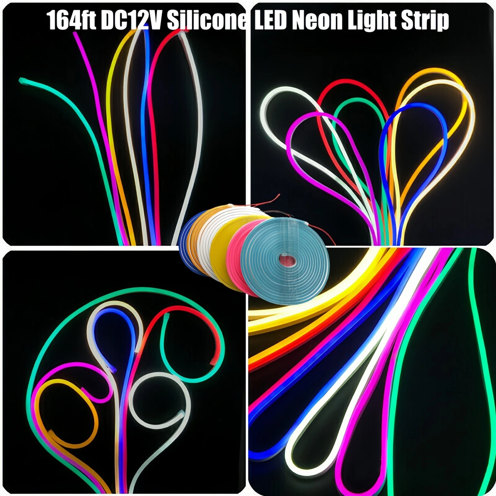 164ft 12V Silicone LED Neon Light Strip Waterproof Boat Car Home Bar Party Decor