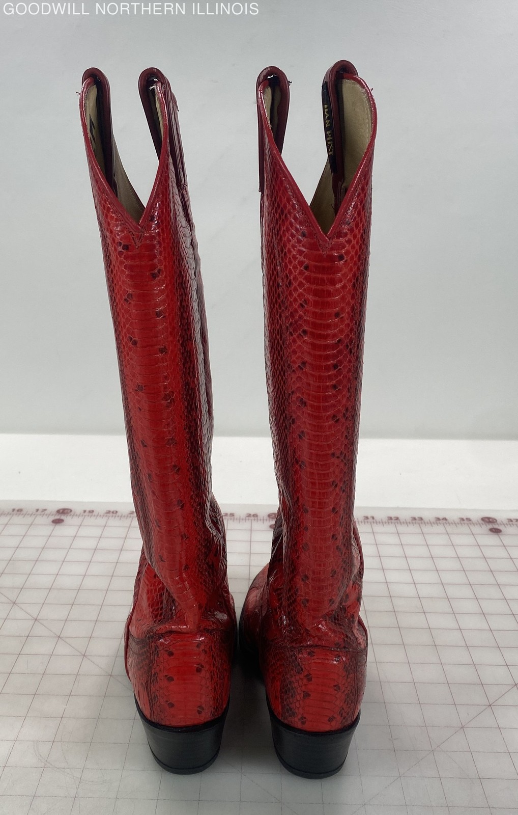 Vintage Dan Post Red Snakeskin Python Tall Knee-H… - image 4