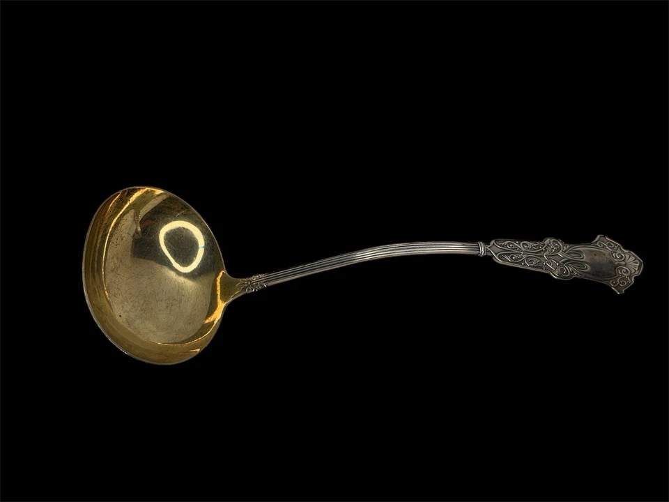 Cucharón de sopa macizo grande de plata de ley | Antiguo Argentum Foto 3 de 4