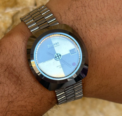1970's Vintage Zodiac Astrographic Mystery Dial Tungsten Watch 1200 Vickers 37mm