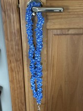 Stretchy Scrunchie Lanyard Sky Blue W/ Flowers for ID Badges Keys, Teacher