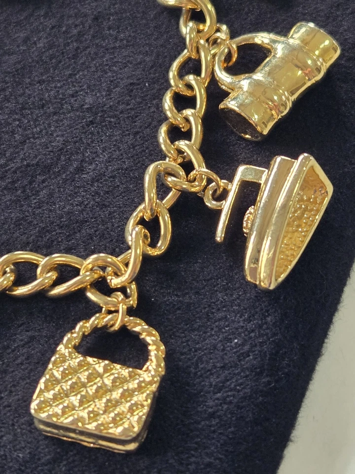 Berloque robusto tom dourado pulseira fecho alternado câmera bolsa salto berloques 7,25" em excelente estado usado - Imagem 4 de 4