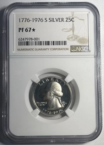 1776-1976-S BICENTENNIAL WASHINGTON PROOF SILVER QUARTER GRADED NGC PR67 STAR