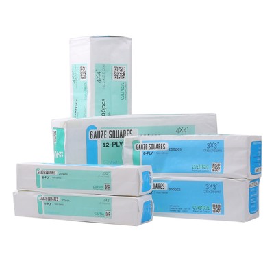 2x2'', 3x3'', 4x4'', 4Ply, 8Ply, 12Ply, Premium Cotton Gauze Pad Sponges Multi Pack