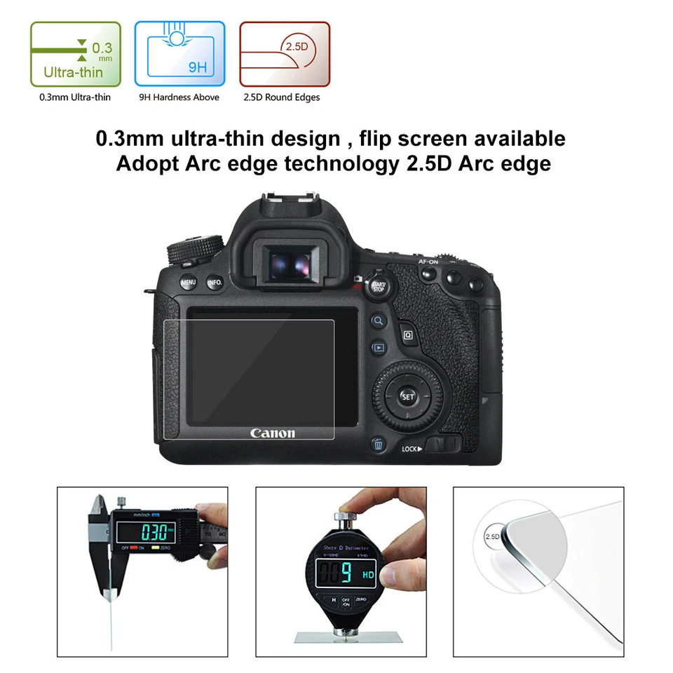 For Canon EOS 6D Camera 9H Surface Hard Tempered Glass Film Screen Protector - Image 4 of 4