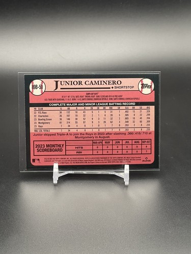 2024 Topps Series 1 - 1989 Topps Baseball #89B-50 Junior Caminero (RC) - Picture 2 of 2