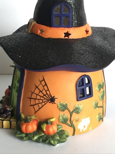 PARTYLITE BRUJAS Cerámica Casa de Calabaza SOPORTE DE VELAS VOTIVAS sin estrellas - Imagen 10 de 12