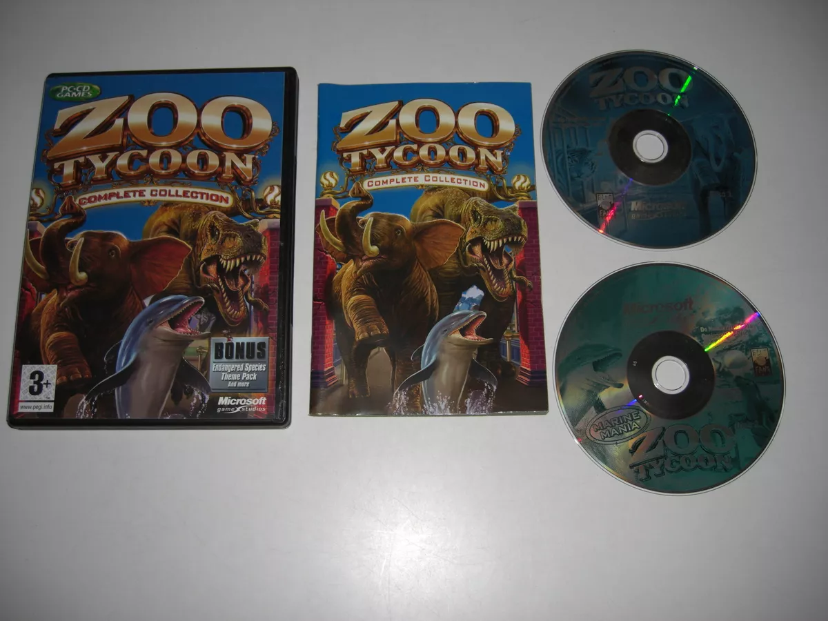 ZOO TYCOON 1 COMPLETE COLLECTION Pc Base Game + Dinosaur Digs & Marine  Mania