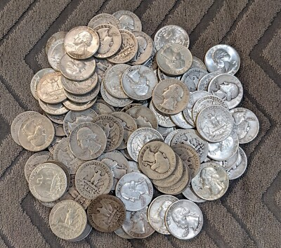 #ad 90% Junk Silver Coins $1 Face Value FREE SHIPPING Mixed Date 4 Quarters $62.89