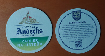 1 Bierdeckel Kloster Andechs Radler Naturtrüb