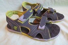 Youth Boy's Timberland Sport Sandals Gray Lime Green Hook Loop Strap Size 3