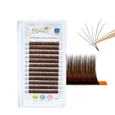Brown Easy Fanning Eyelash Extensions Natural Soft Blooming Lashes Faux Mink