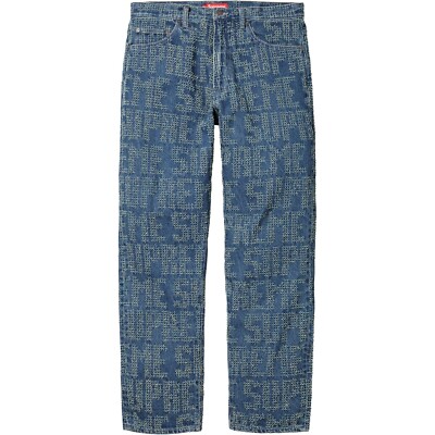 Supreme Needle Punch Regular Jean Washed Black Blue 2colors