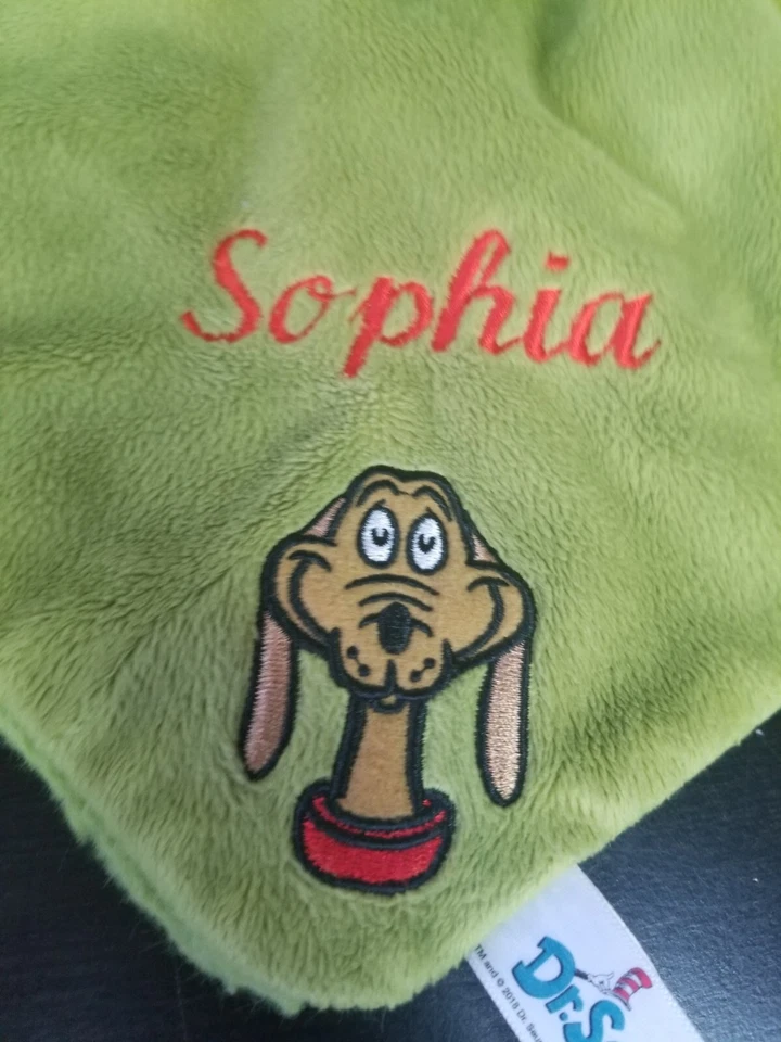 Manta de Seguridad Aurora Lovey Dr Seuss El Grinch Personalizada con Nombre Sophia Foto 2 de 4