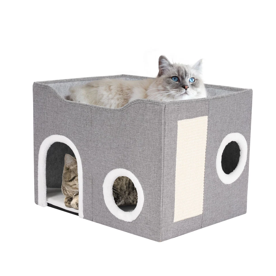 Cat House Large Indoor Cats Bed Cute Modern Cat Condo Shelter Foldable - Image 3 of 4