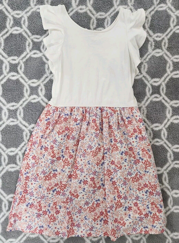 GAP Kinder Mädchen Gr. XXL 2XL Flügelärmel Blumen Midi gefüttert Baumwolle Sommerkleid