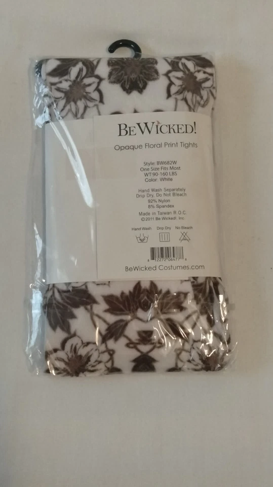 Be Wicked Opaque Floral Print Tights Style BW682w One Size - Image 2 of 4