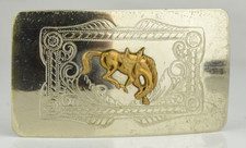 Rodeo Cowboy Horse Bucking Belt Buckle Nickel Silver Raised Horse Look  