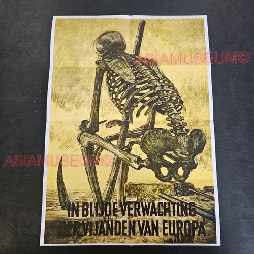 1944 WW2 USA AMERICA EUROPE SKELETON BRITAIN WAR MILITARY PROPAGANDA POSTER G24