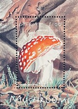 LIBERIA MUSHROOMS STAMPS SOUVENIR SHEET MNH 2001-2 TOADSTOOL FUNGUS FLORA FUNGI