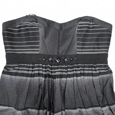 BCBG Dress Womens 10 Strapless Black White Silk Cocktail Striped  Embellished New | eBay
