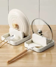 1  Foldable Pot Cover & Spoon Rest Rack – Multifunctional Kitchen Spatula Holder