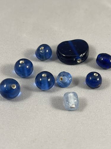 78 Mix Pre / Post Early 1900’s HandBlown Blue Glass Beads Cobalt Rare Collection - Picture 10 of 12