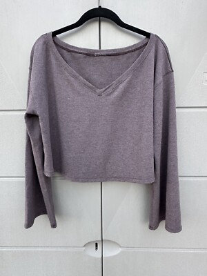 Lululemon Show Your Depth Long Sleeve Heathered Antique Bark Crop Top Sz L READ