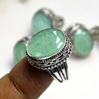 Green Chalcedony Oval Gemstone Handmade 925 Sterling Silver Vintage Ring 6" N146