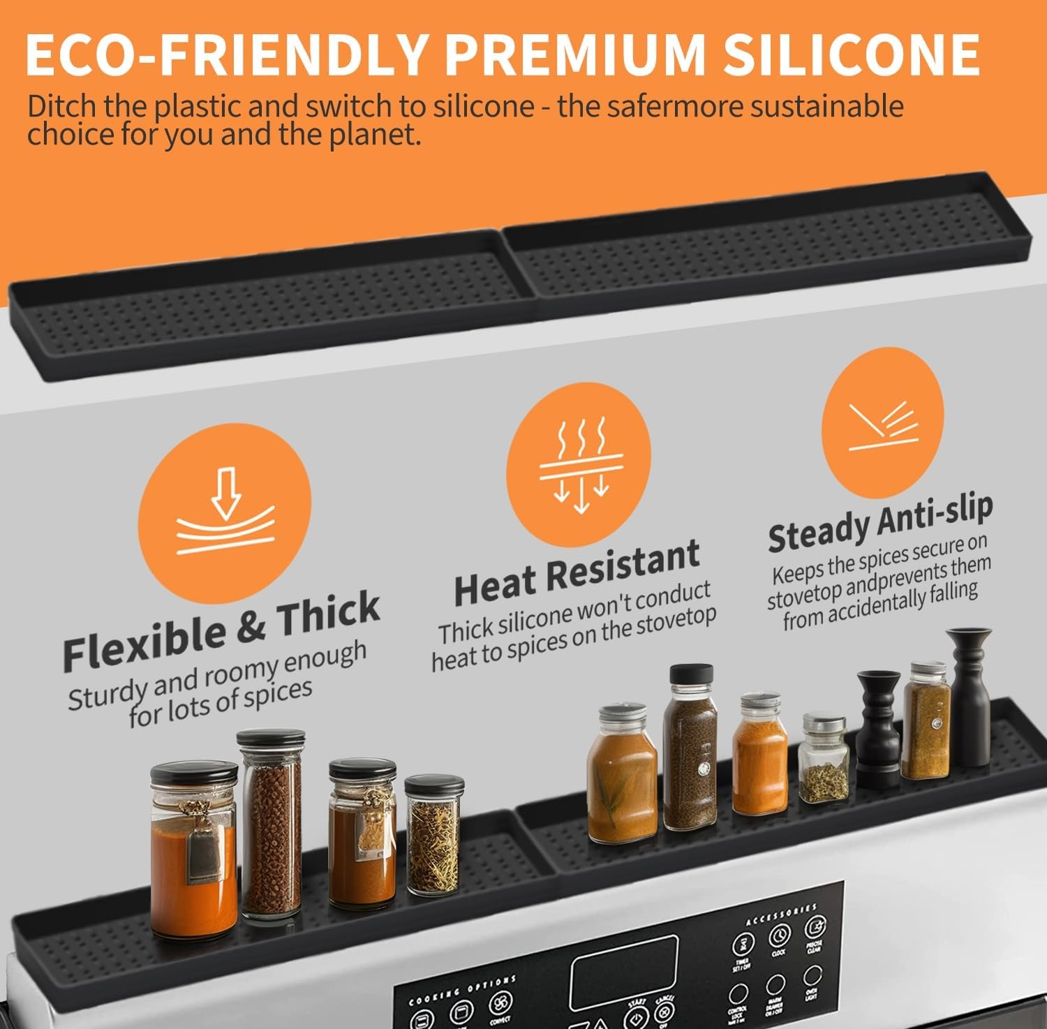 30 Inch Silicone Magnetic Stove Top Shelf, Kitchen Shelf Over Stove Spice Rack A