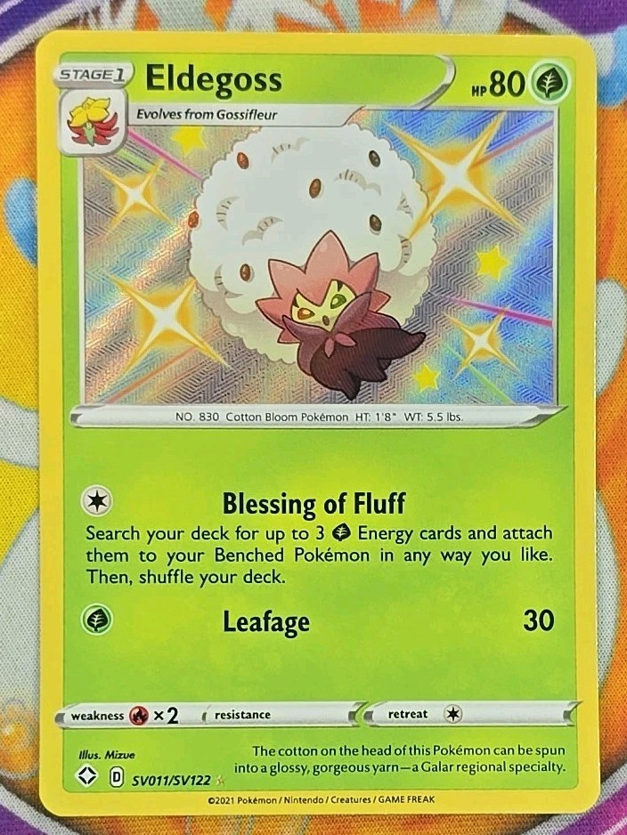 🔥2021 Pokémon TCG Eldegoss SV011/SV122 Shining Fates Shiny Holo Rare NM 👍📈