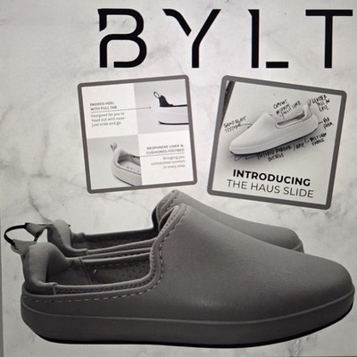 BYLT Haus Slide Mens 10 Dove Gray Slip On Comfort Shoes Neoprene Padded Heel NEW