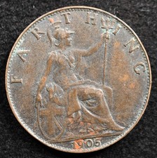 Great Britain 1 Farthing 1905, Coin, Inv#G618