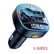 Bluetooth 5.0 Car Wireless FM Transmitter Adapter USB PD Charger Hands-free LOT