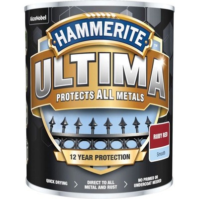 Hammerite Ultima Rubinrot Lack 750ml für alle Metalle Wasserbasis Finish