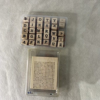 Stampin' Up! Alphabet  BOLD upper lower & Word Search Wooden Mount Rubber Stamps