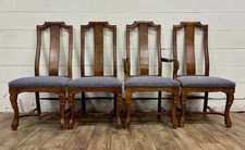 Vintage Shelby Williams Queen Anne Style Upholstered Dining Chairs - Set of 4