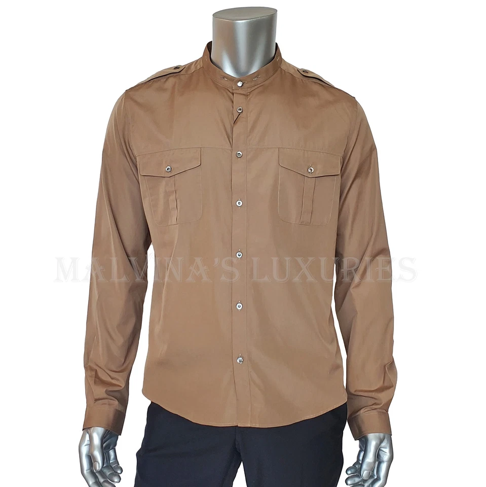 CAMISA DE VESTIR GUCCI PARA HOMBRE ALGODÓN POPELINA DUQUE con CUELLO DE CUERO $790 talla 44 17.5 Foto 2 de 4