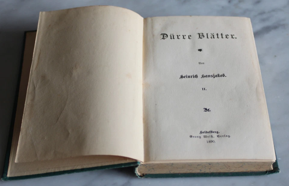 buch heinrich hansjakob DÜRRE BLÄTTER 2 band alt antik 1890 top vintage deko 298 - Bild 2 von 4