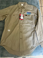 Wrangler RIGGS Workwear Khaki Twill Cotton Long Sleeve Work Shirt M 3W501KH
