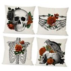  Gothic Skull Halloween Pillow Covers 18x18 18" x 18" (Pack of 4) Orange